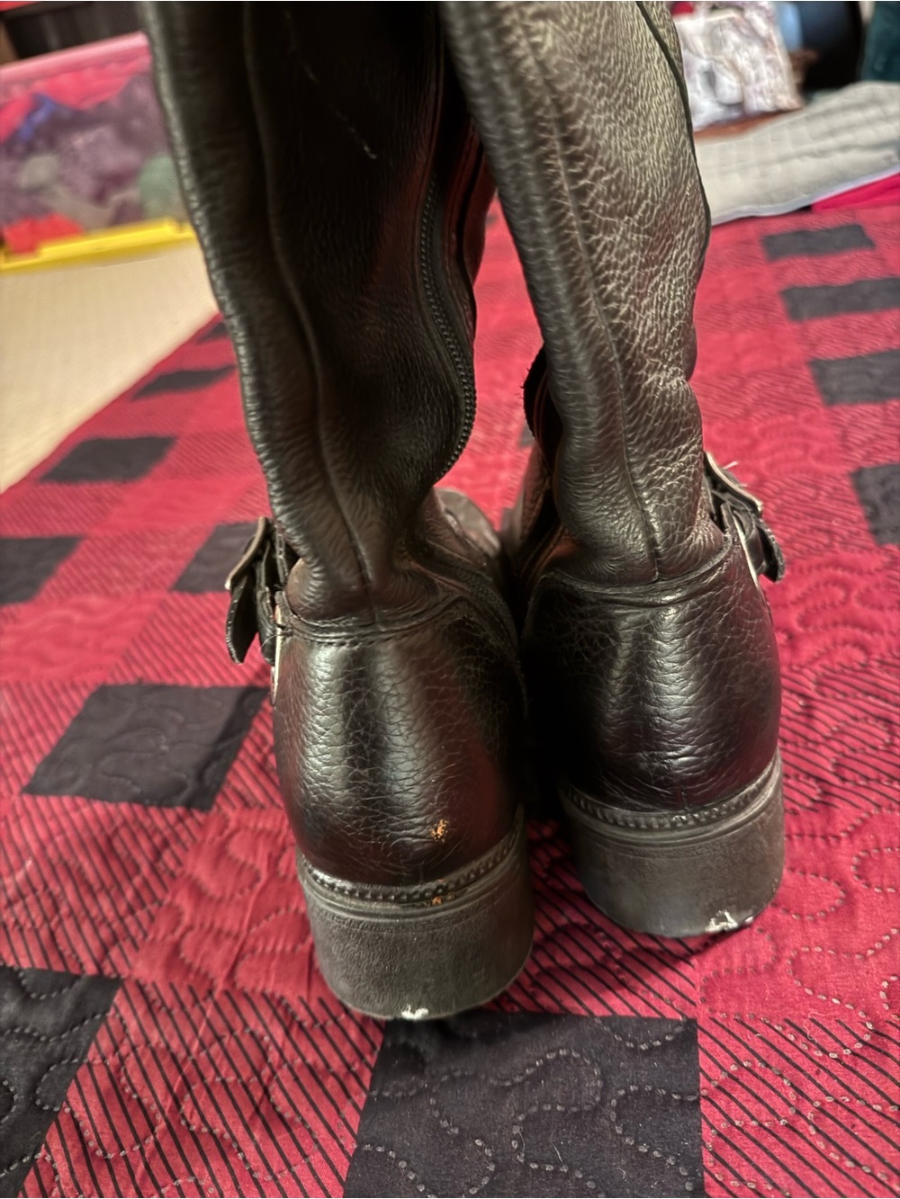 Black Leather Knee High Riding Boots - Picture 3 of 7